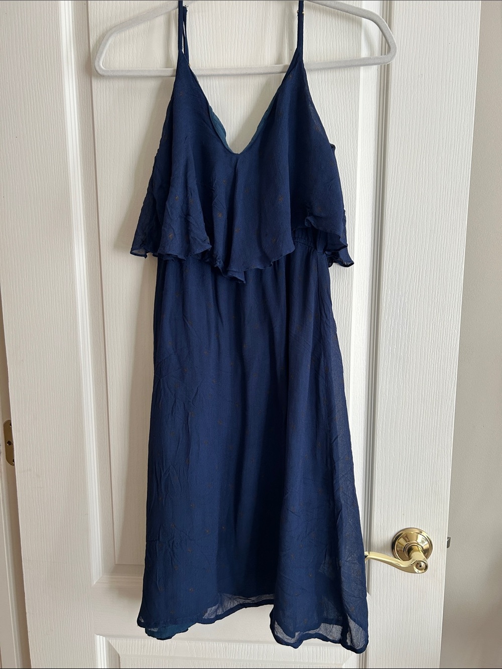 Symbology Navy Blue Spaghetti Strap Midi Dress XS